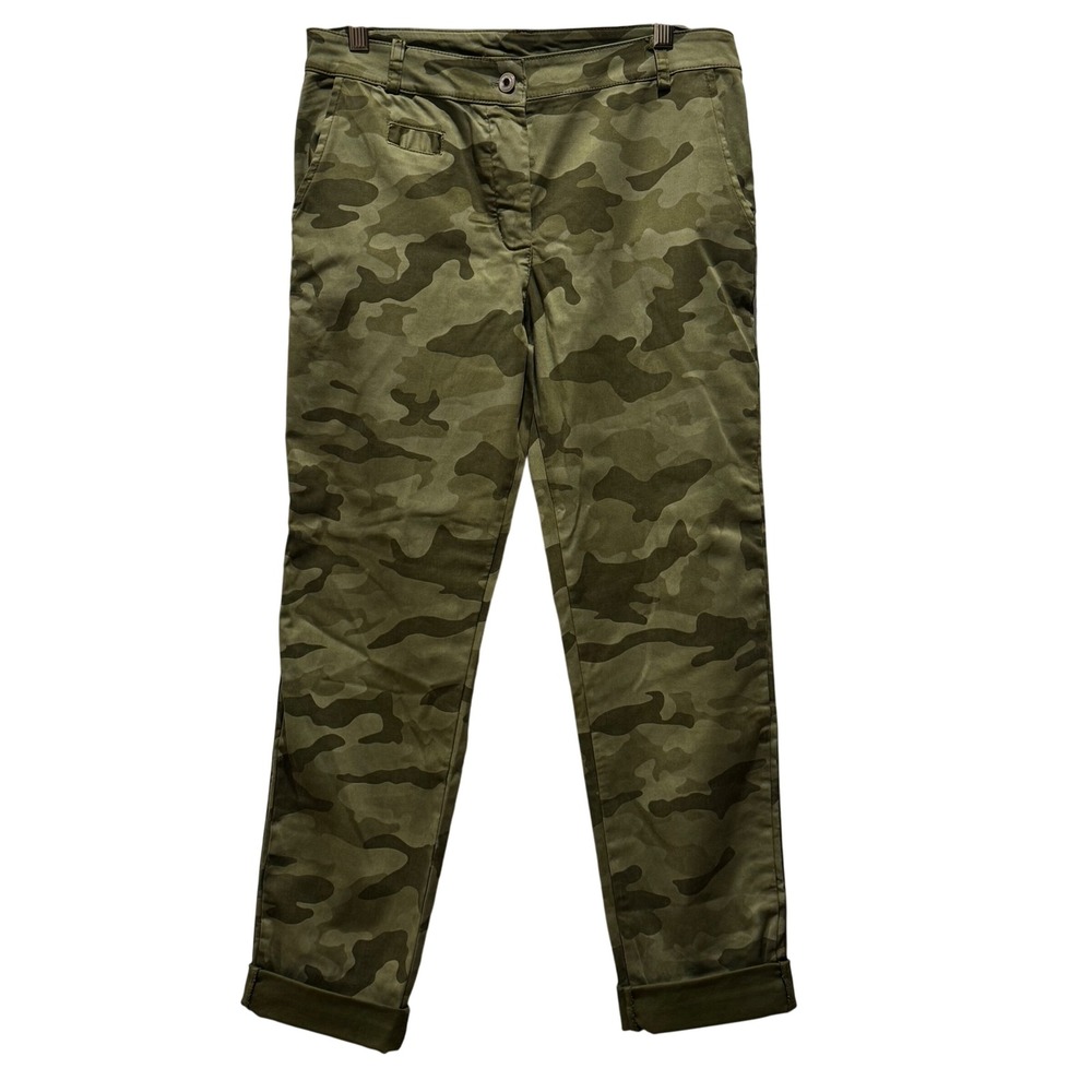 Pookie & Sebastian 1997 Low Rise Camo‎ Cargo Pants Women's Small Cropped Green